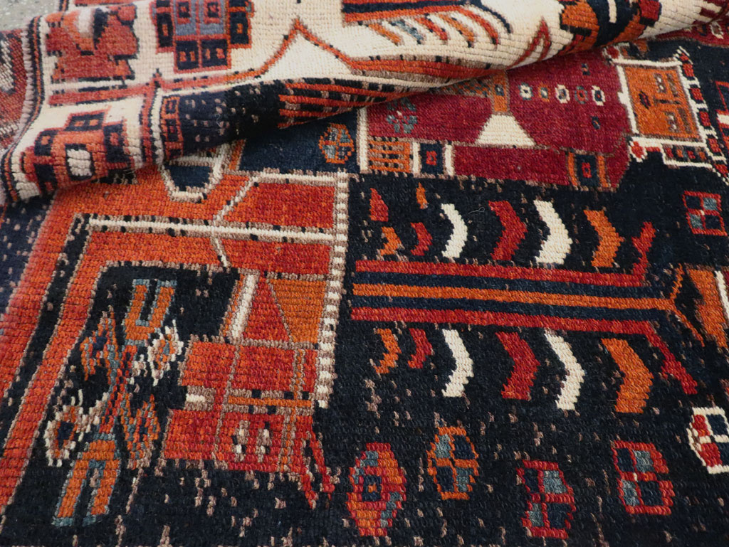 Vintage Persian Pictorial Bakhtiari Rug, No.29187 - Staging