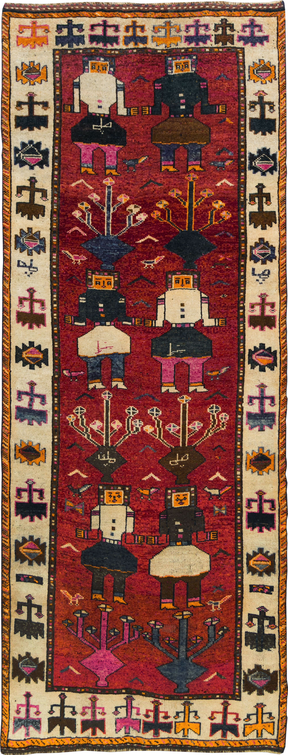Vintage Persian Pictorial Bakhtiari Rug, No.29188 - Staging