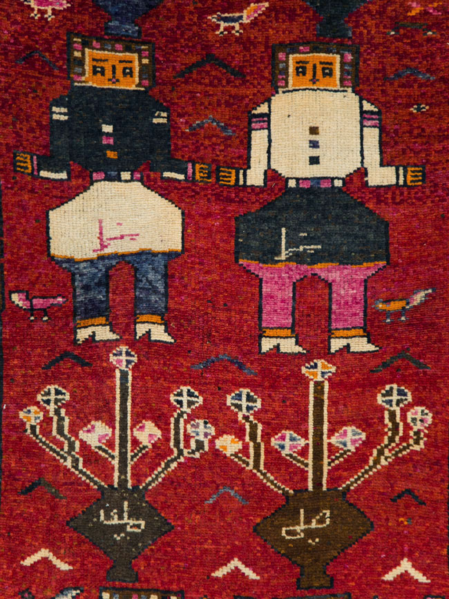 Vintage Persian Pictorial Bakhtiari Rug, No.29188 - Staging