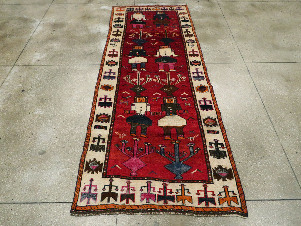 Vintage Persian Pictorial Bakhtiari Rug, No.29188 - Staging