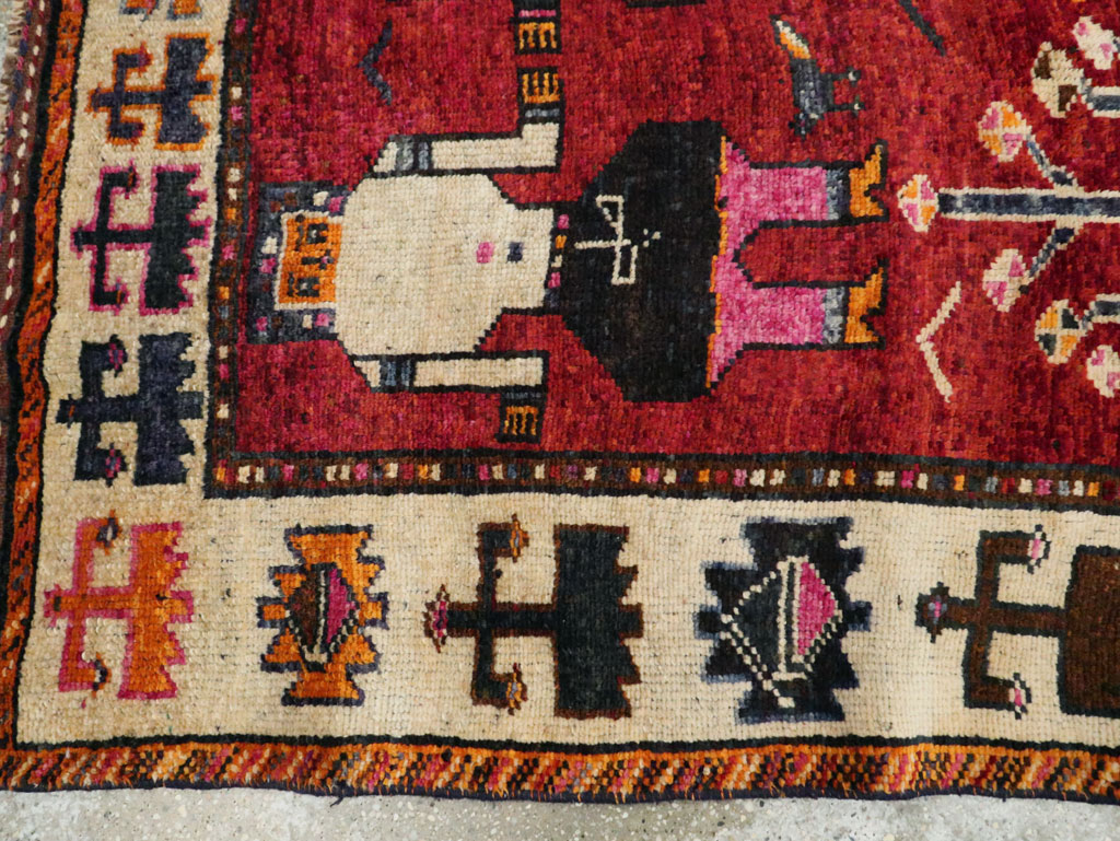 Vintage Persian Pictorial Bakhtiari Rug, No.29188 - Staging