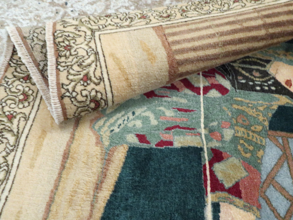 Vintage Persian Tabriz Pictorial Rug, No.29194 - Staging