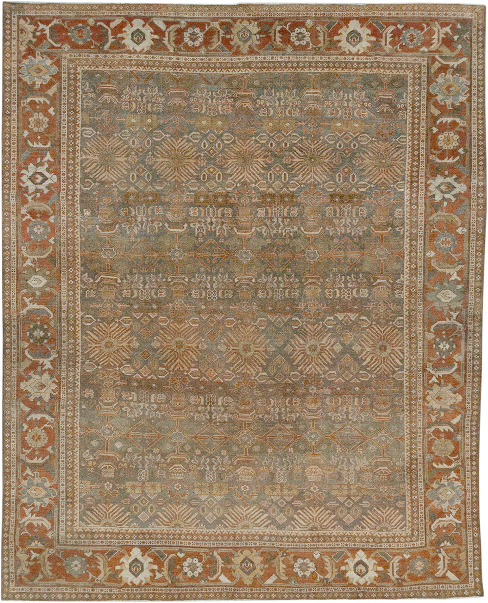 Antique Persian Mahal Room Size Carpet, No.29195 - Staging