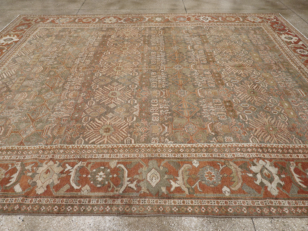 Antique Persian Mahal Room Size Carpet, No.29195 - Staging