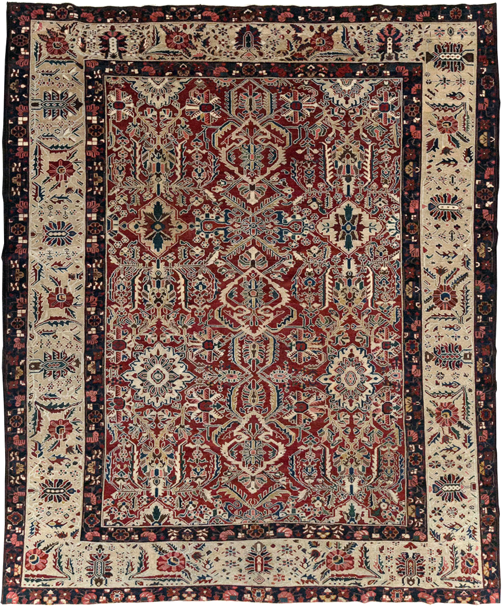 Vintage Persian Bakhtiari Tribal Room Size Carpet, No.29197 - Staging