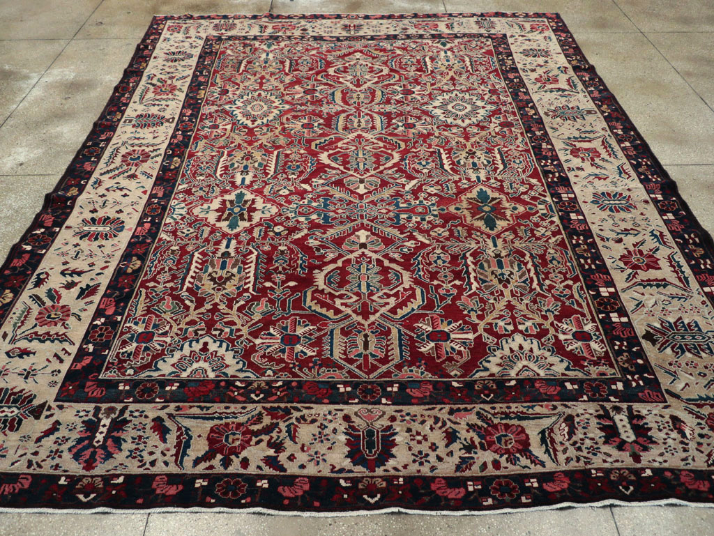 Vintage Persian Bakhtiari Tribal Room Size Carpet, No.29197 - Staging