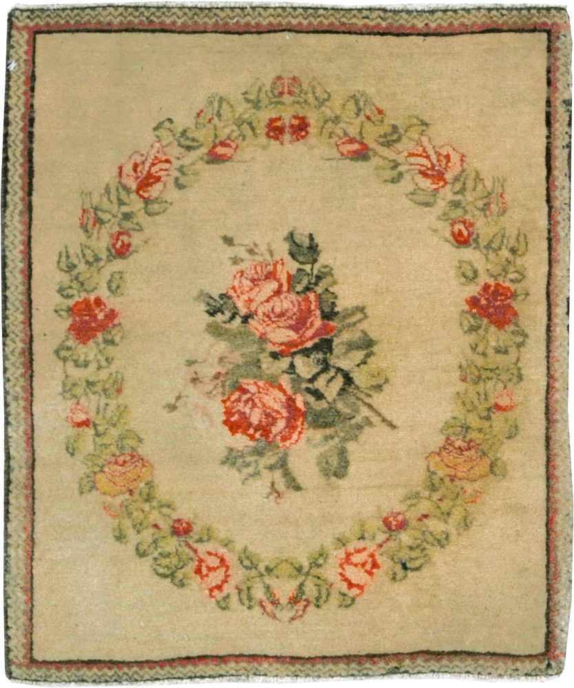 Antique Persian Kashan Throw Rug (Pair: 2 of 2), No.29213 - Staging