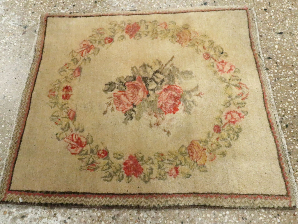 Antique Persian Kashan Throw Rug (Pair: 2 of 2), No.29213 - Staging