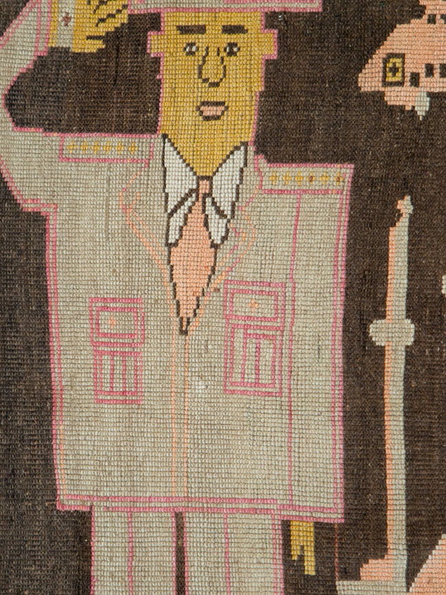 Vintage Turkish Anatolian Pictorial Gallery Rug, No.29222 - Staging