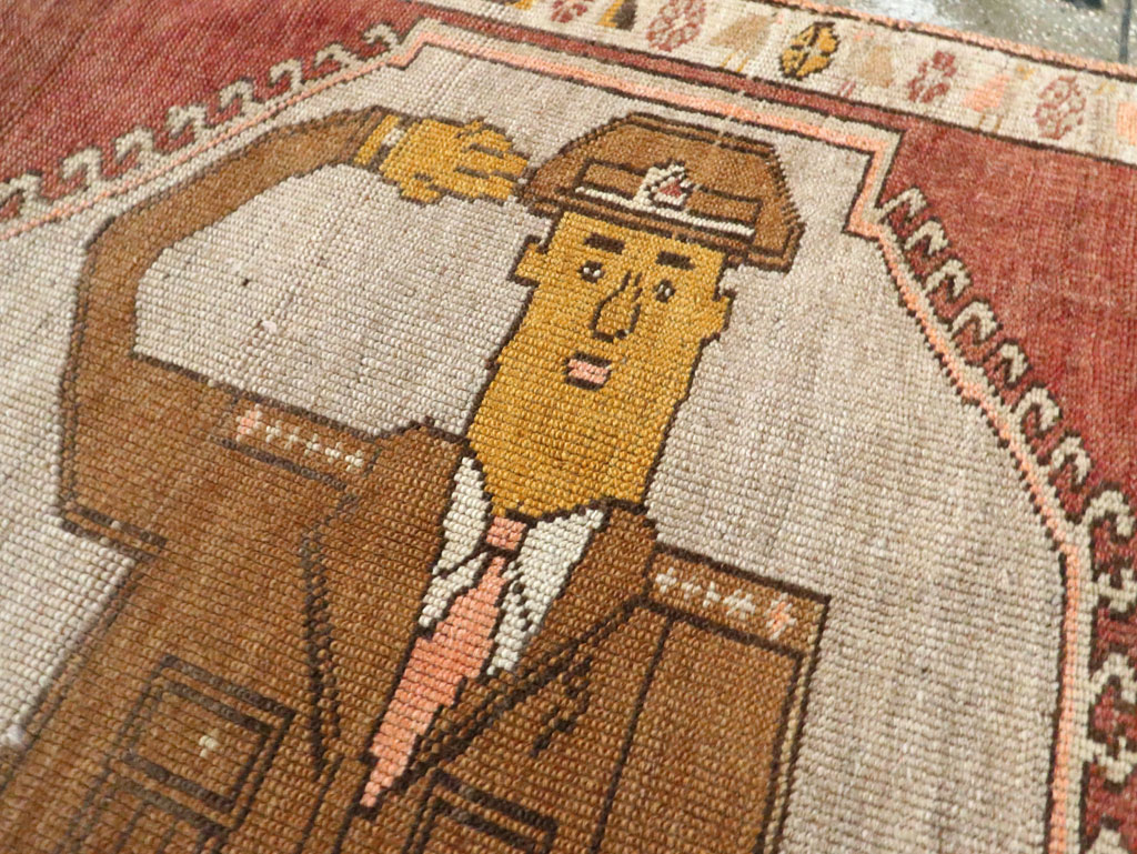 Vintage Turkish Anatolian Pictorial Gallery Rug, No.29222 - Staging