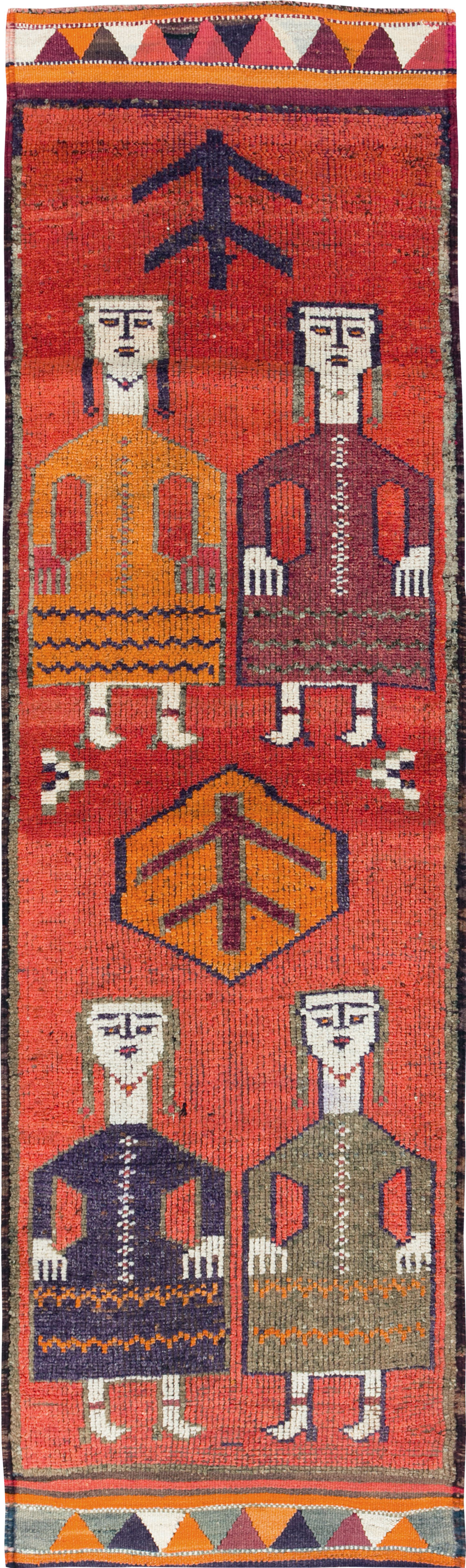 Vintage Turkish Anatolian Pictorial Runner, No.29231 - Staging