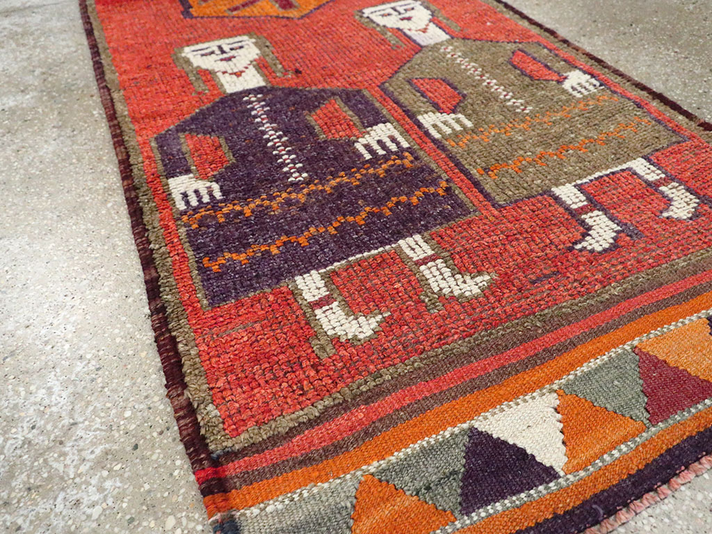 Vintage Turkish Anatolian Pictorial Runner, No.29231 - Staging