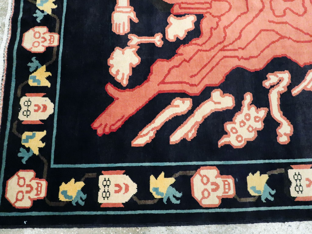 Tibetan Inspired Modern Buddhist Tantric Skeleton Ritual Rug, No.29232 - Staging
