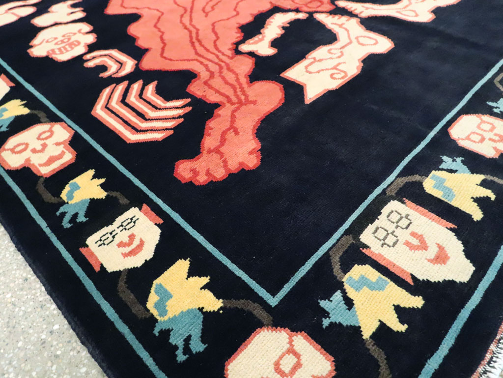 Tibetan Inspired Modern Buddhist Tantric Skeleton Ritual Rug, No.29232 - Staging