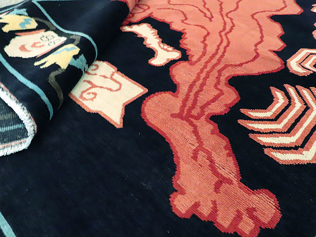 Tibetan Inspired Modern Buddhist Tantric Skeleton Ritual Rug, No.29232 - Staging