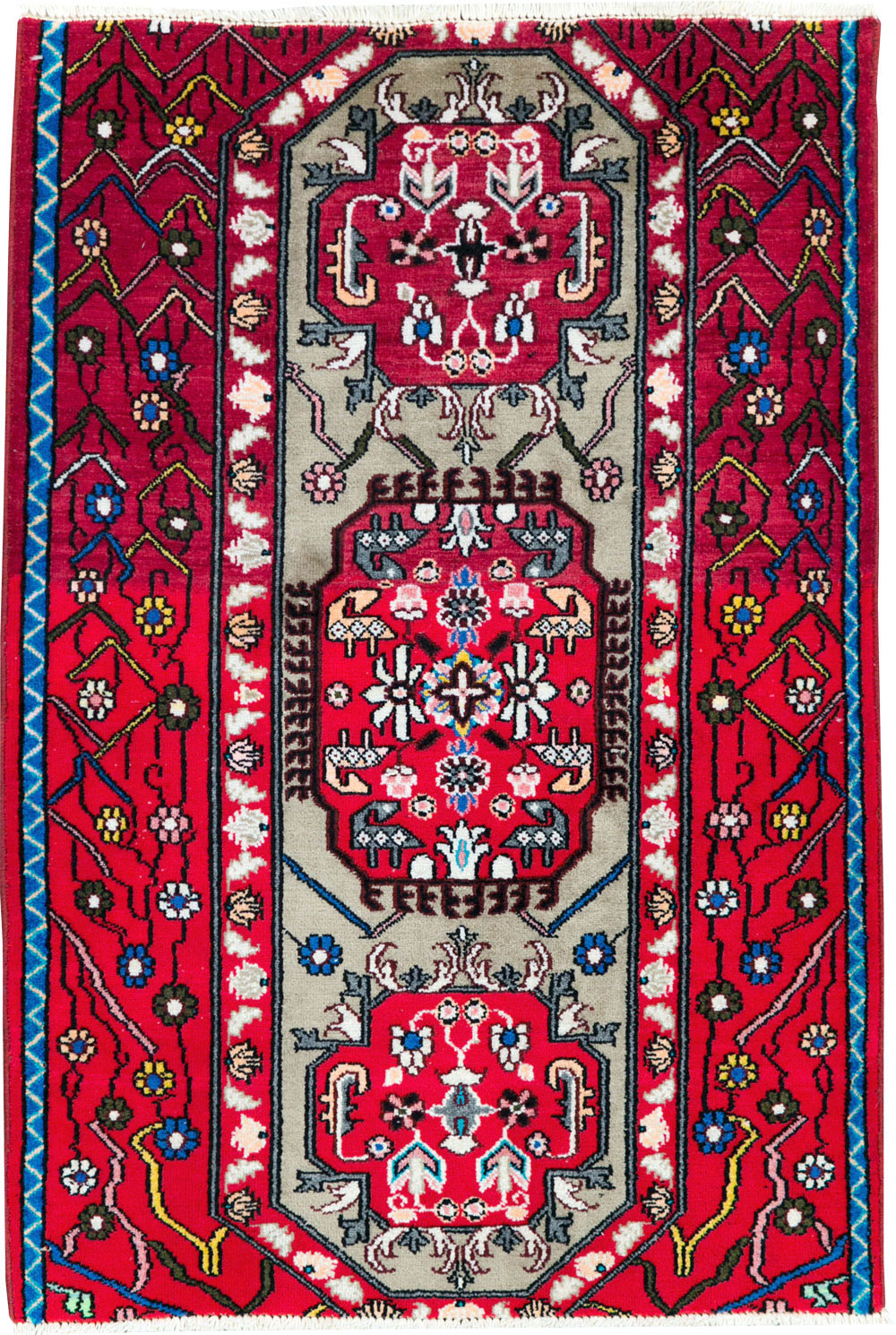 Vintage Persian Tabriz Throw Rug (Pair: 2 of 2), No.29241 - Staging