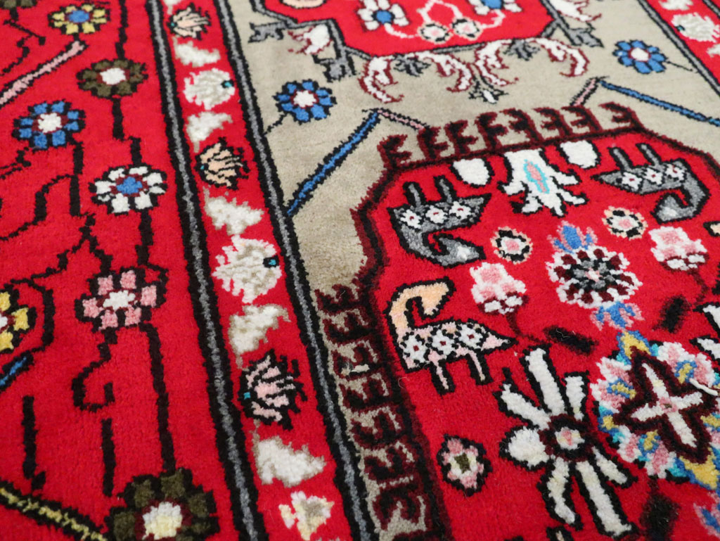Vintage Persian Tabriz Throw Rug (Pair: 2 of 2), No.29241 - Staging