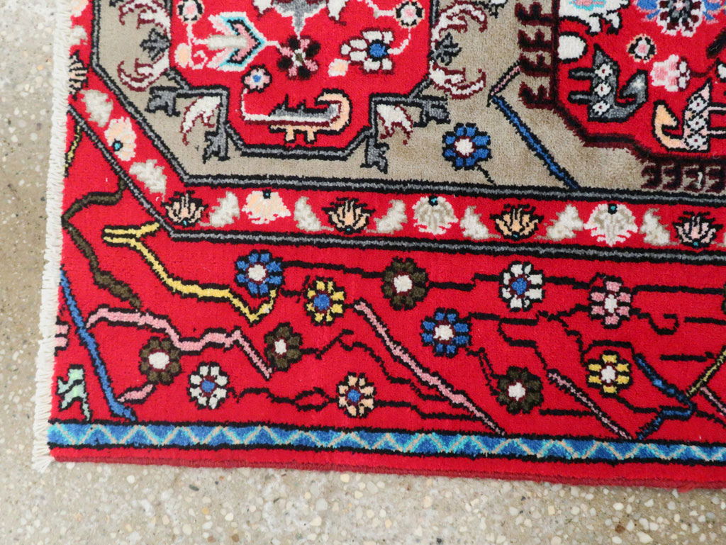 Vintage Persian Tabriz Throw Rug (Pair: 2 of 2), No.29241 - Staging