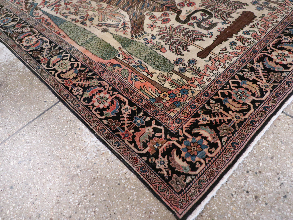 Antique Sarouk Farahan Pictorial Rug, No.29250 - Staging
