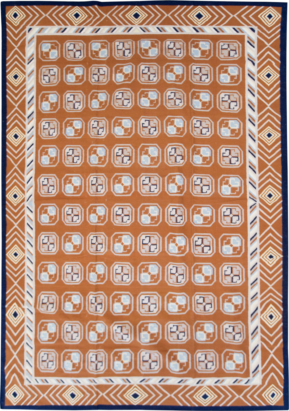 Modern Indian Flatweave Dhurrie Large Room Size Carpet, No.29266 - Staging