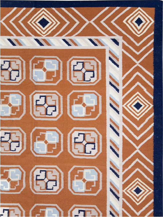 Modern Indian Flatweave Dhurrie Large Room Size Carpet, No.29266 - Staging