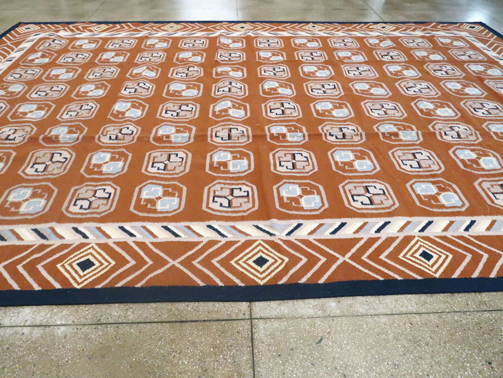 Modern Indian Flatweave Dhurrie Large Room Size Carpet, No.29266 - Staging