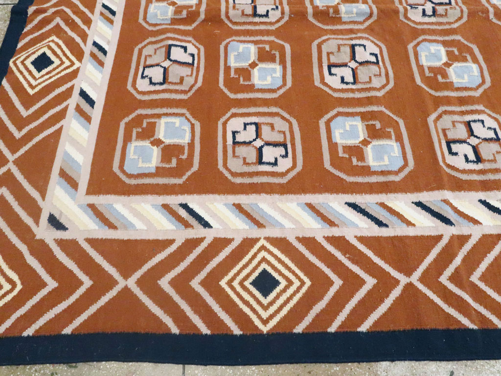 Modern Indian Flatweave Dhurrie Large Room Size Carpet, No.29266 - Staging