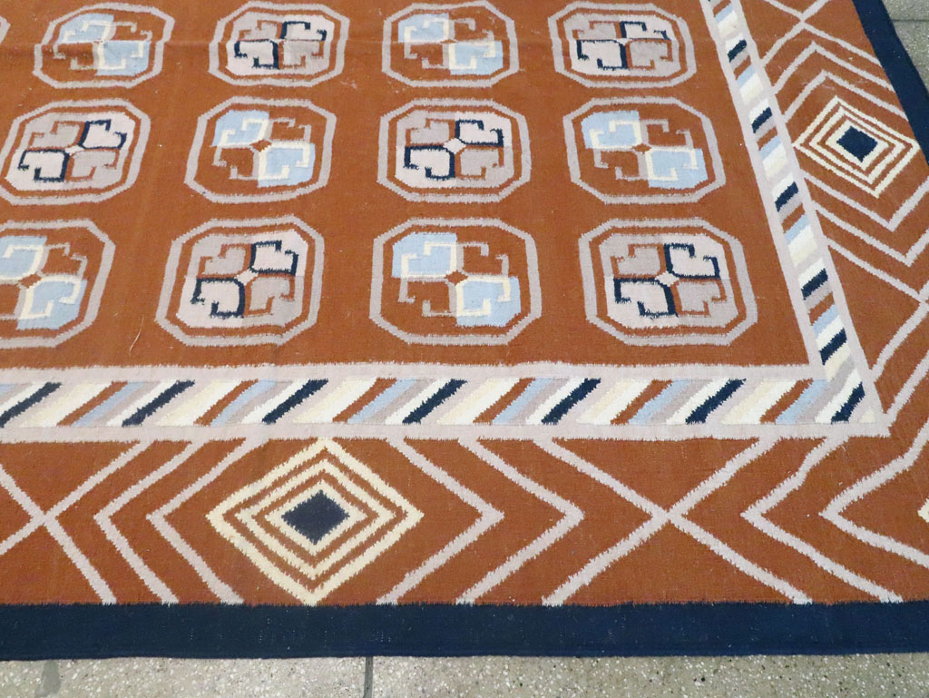 Modern Indian Flatweave Dhurrie Large Room Size Carpet, No.29266 - Staging