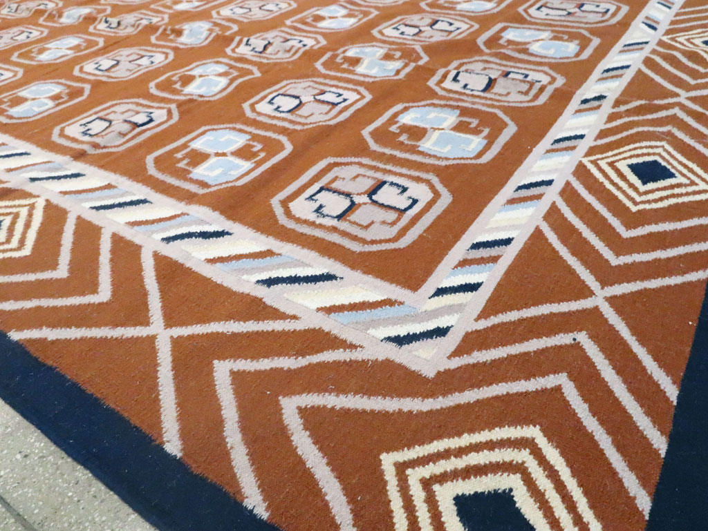 Modern Indian Flatweave Dhurrie Large Room Size Carpet, No.29266 - Staging