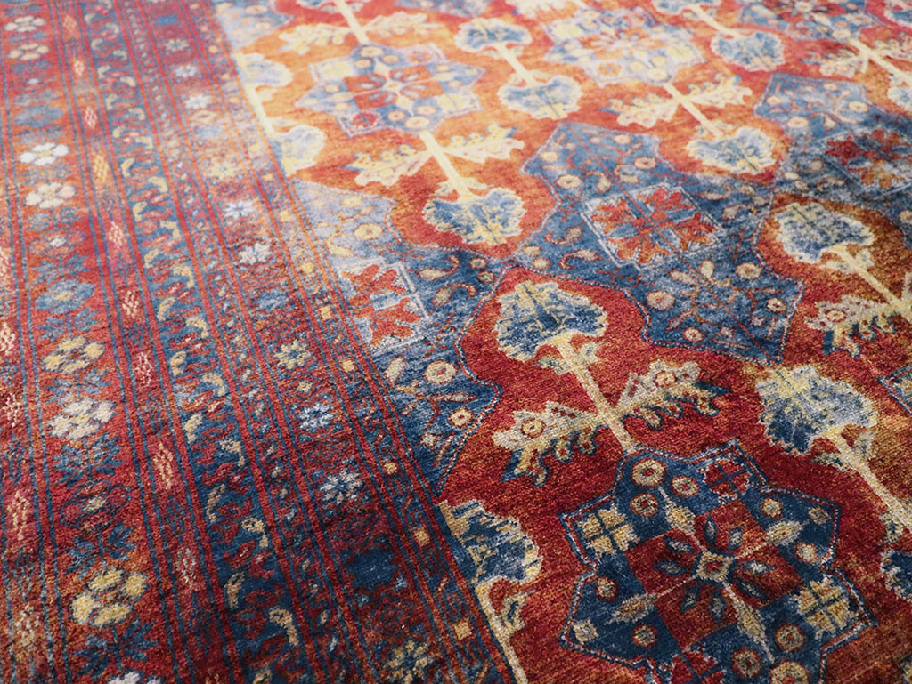 Vintage Central Asian Silk Turkoman Tribal Accent Rug, No.29268 - Staging