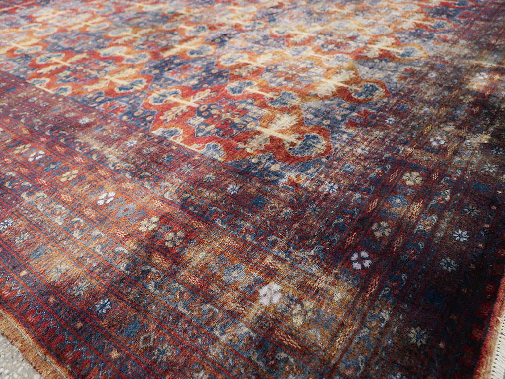 Vintage Central Asian Silk Turkoman Tribal Accent Rug, No.29268 - Staging