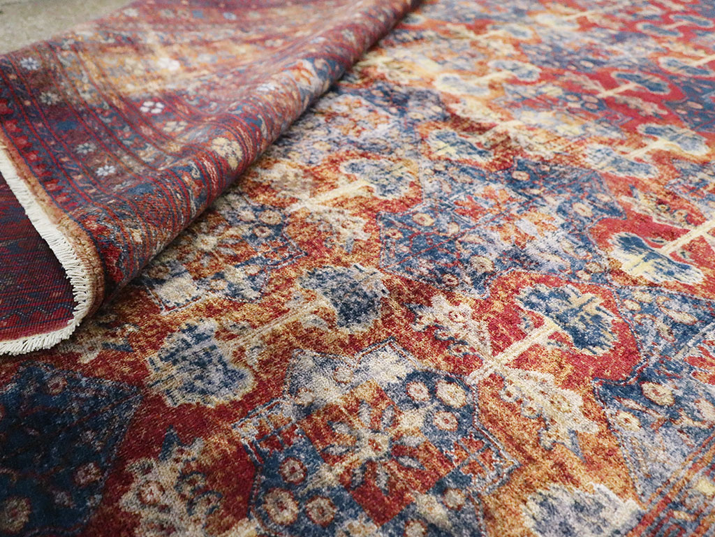 Vintage Central Asian Silk Turkoman Tribal Accent Rug, No.29268 - Staging