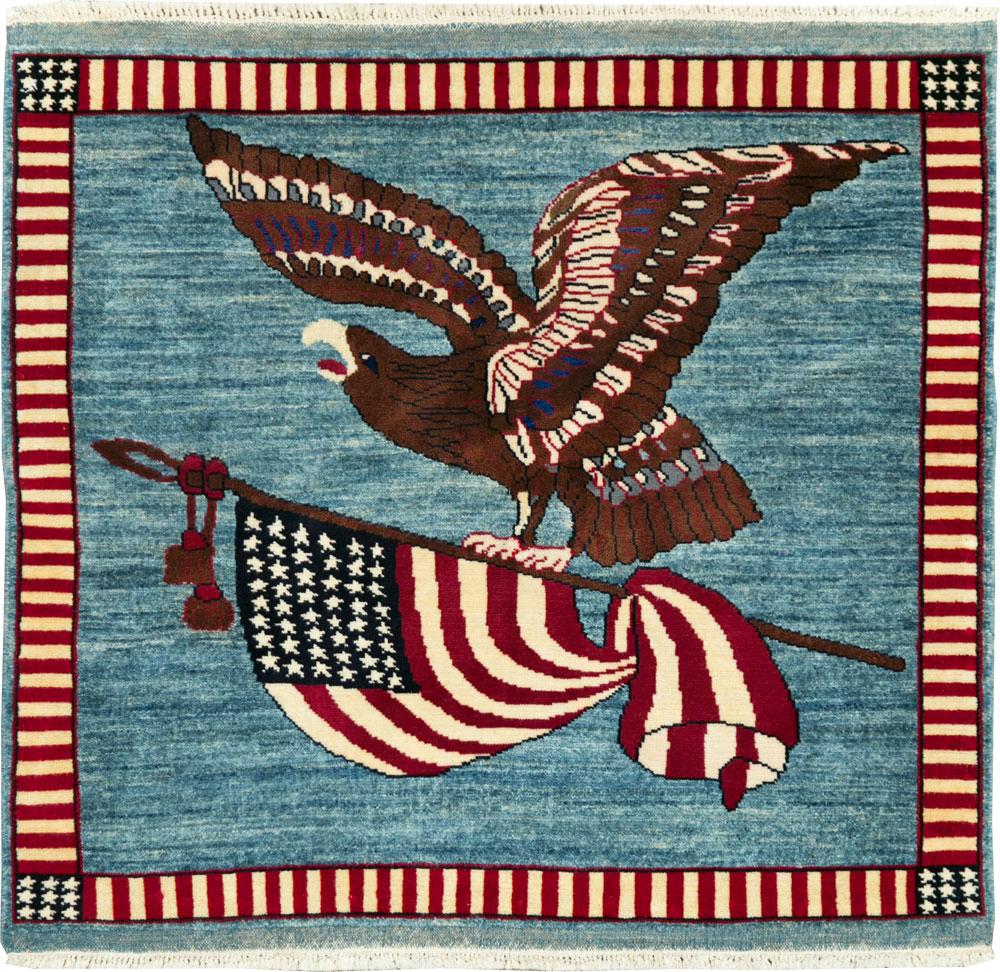 Modern Persian Mahal Pictorial Flag Rug (Pair: 1 of 2), No.29293 - Staging