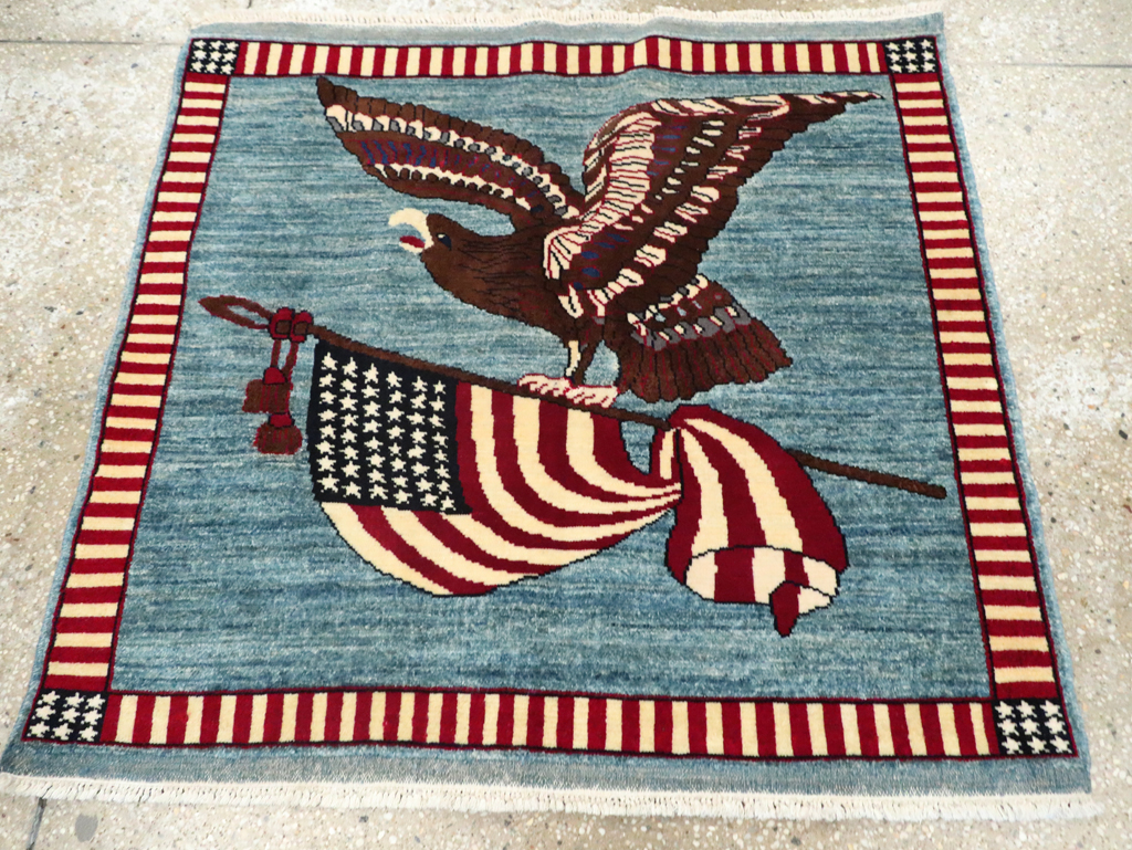 Modern Persian Mahal Pictorial Flag Rug (Pair: 1 of 2), No.29293 - Staging