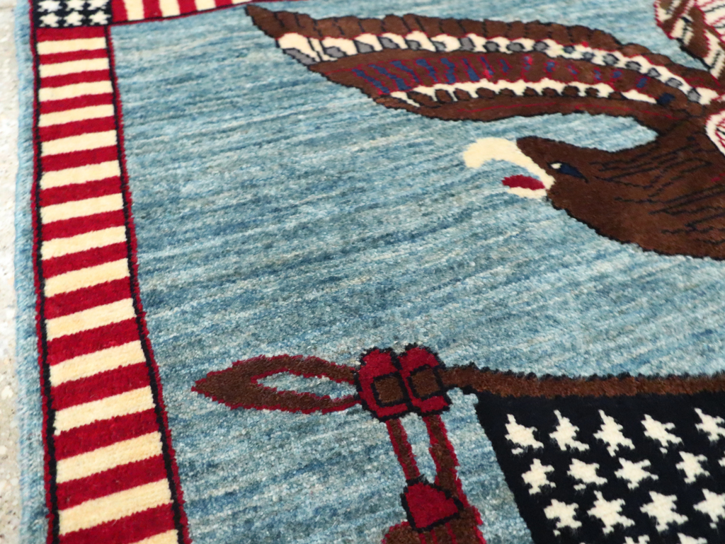 Modern Persian Mahal Pictorial Flag Rug (Pair: 1 of 2), No.29293 - Staging