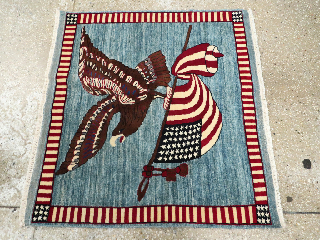 Modern Persian Mahal Pictorial Flag Rug (Pair: 1 of 2), No.29293 - Staging