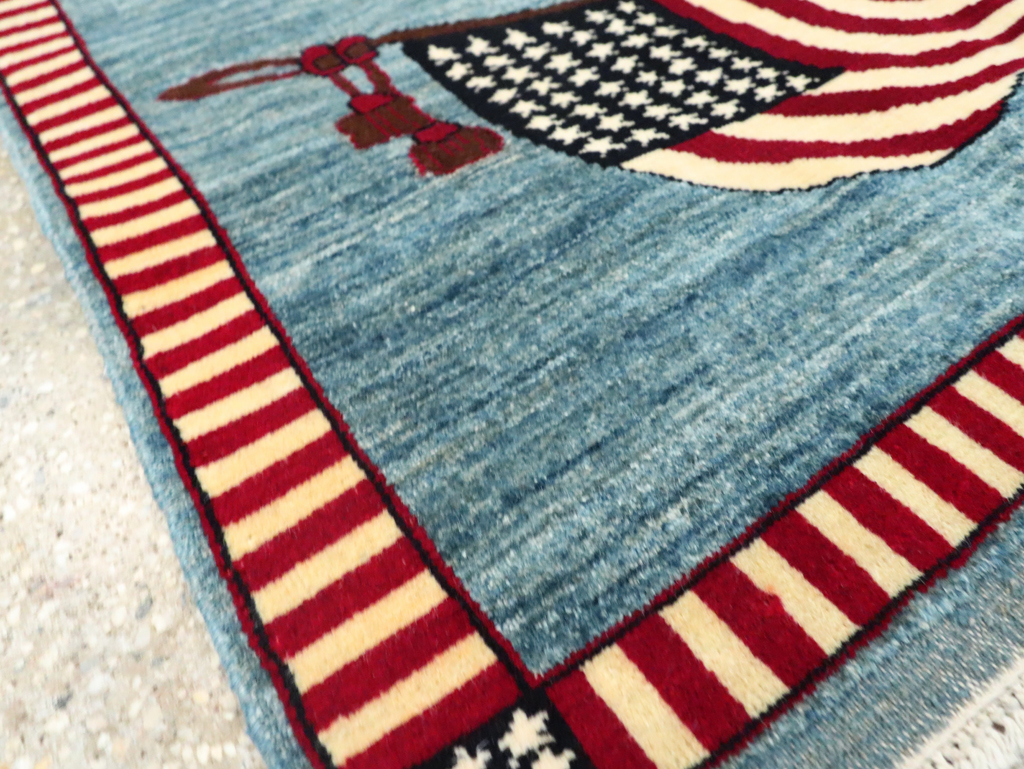 Modern Persian Mahal Pictorial Flag Rug (Pair: 1 of 2), No.29293 - Staging