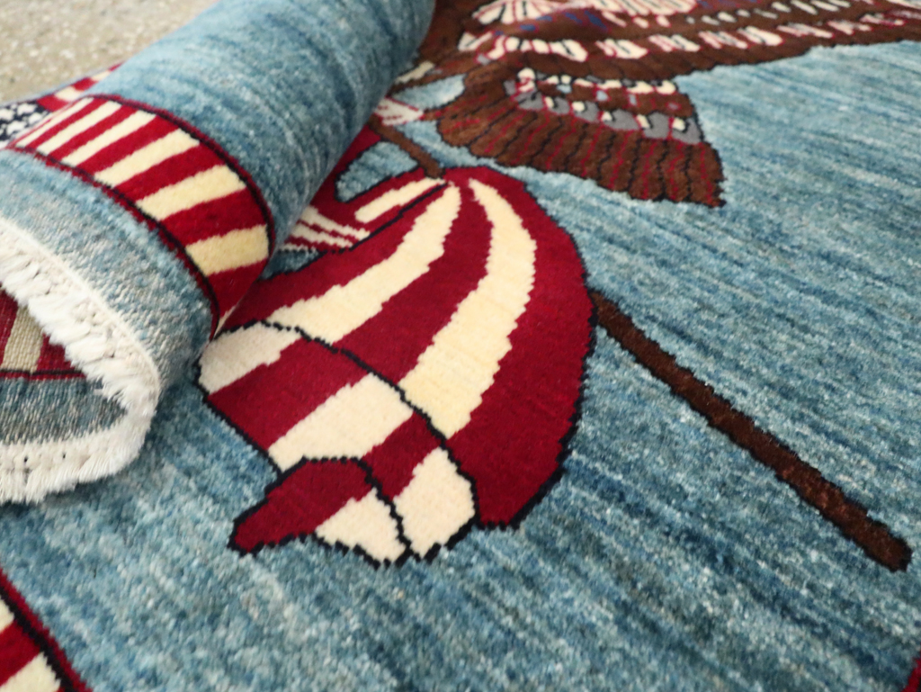 Modern Persian Mahal Pictorial Flag Rug (Pair: 1 of 2), No.29293 - Staging