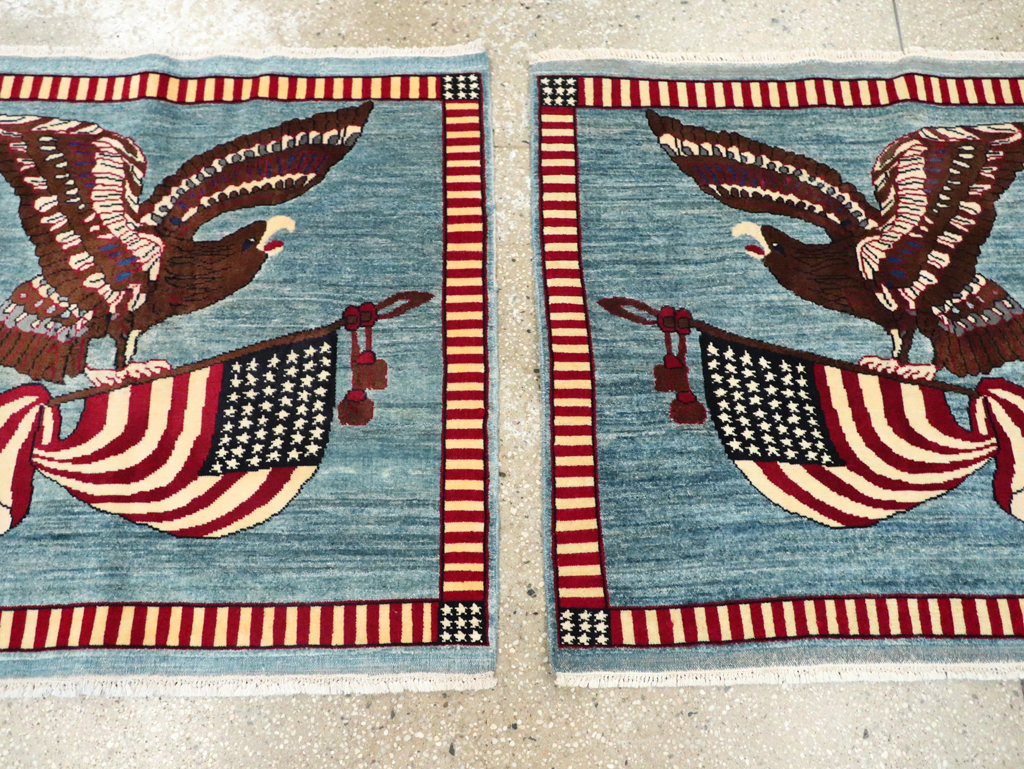 Modern Persian Mahal Pictorial Flag Rug (Pair: 1 of 2), No.29293 - Staging