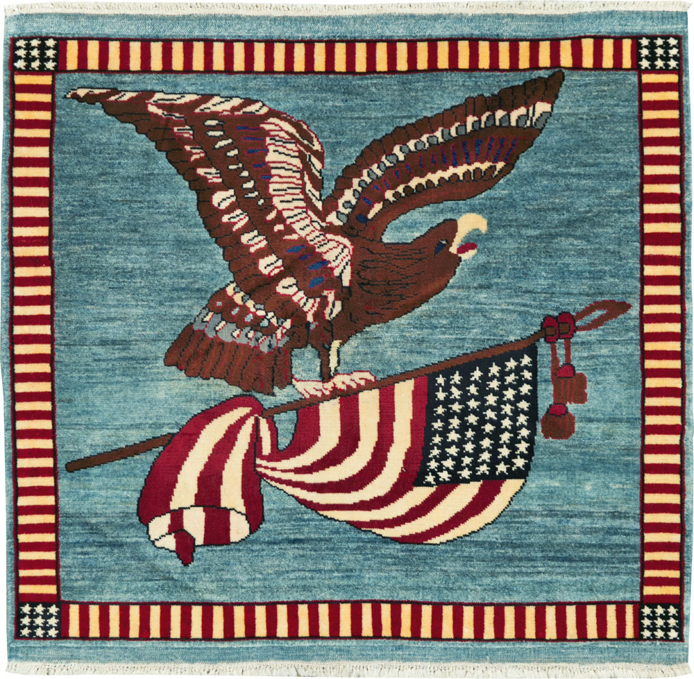 Modern Persian Mahal Pictorial Flag Rug (Pair: 2 of 2), No.29294 - Staging