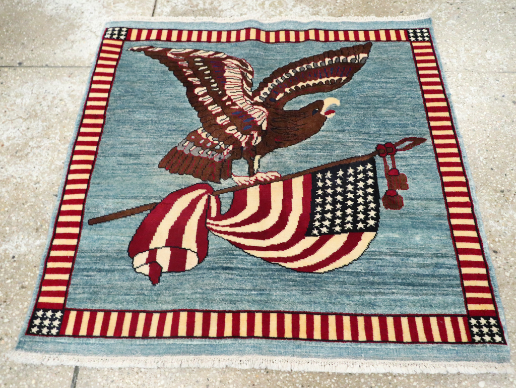 Modern Persian Mahal Pictorial Flag Rug (Pair: 2 of 2), No.29294 - Staging