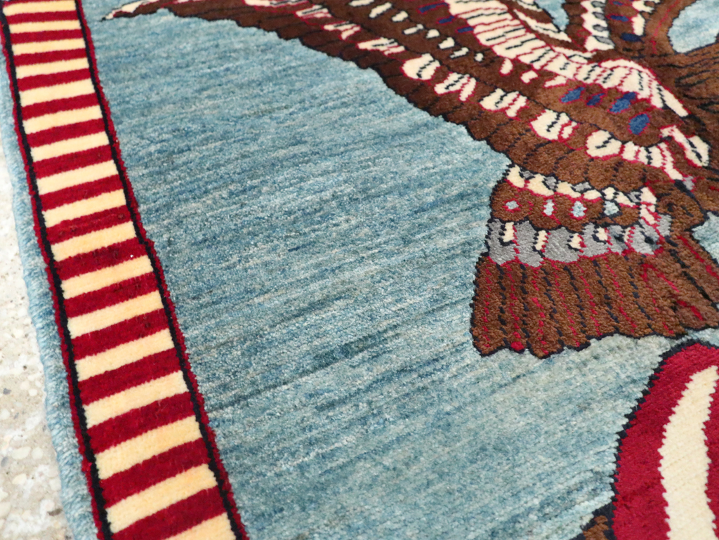 Modern Persian Mahal Pictorial Flag Rug (Pair: 2 of 2), No.29294 - Staging