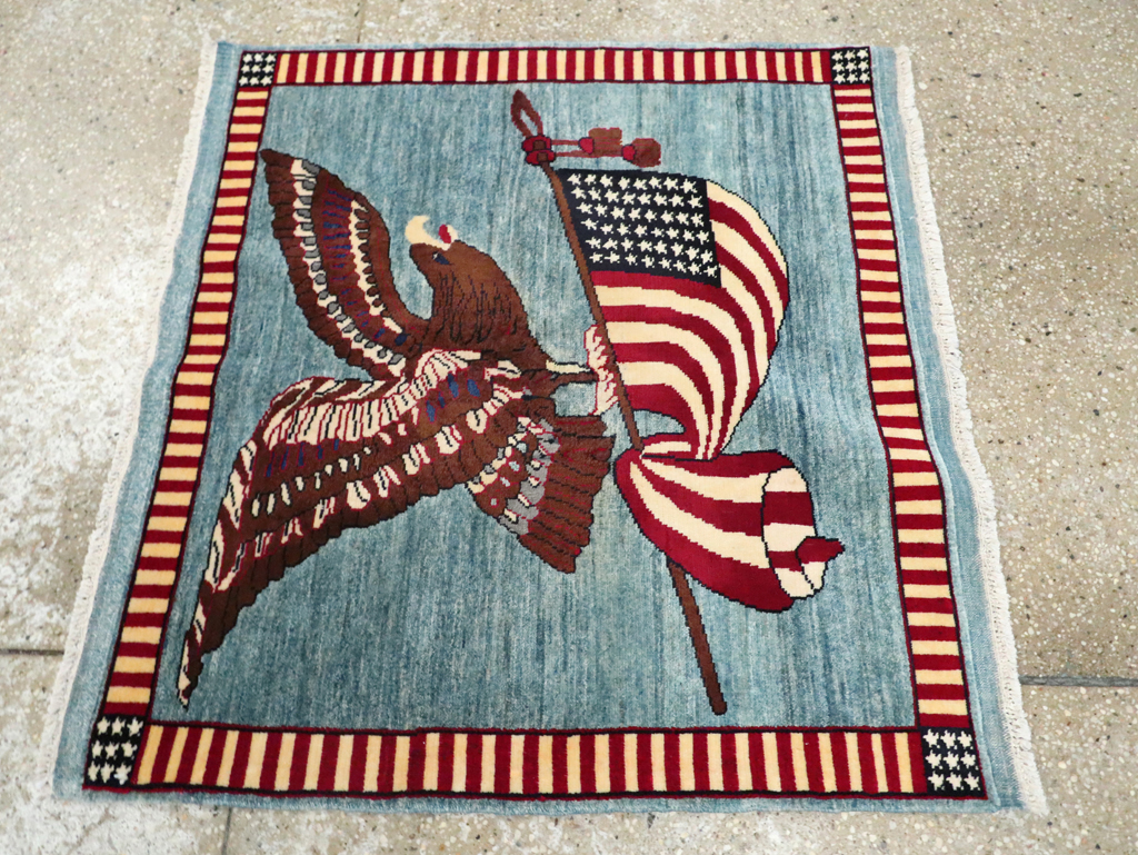 Modern Persian Mahal Pictorial Flag Rug (Pair: 2 of 2), No.29294 - Staging