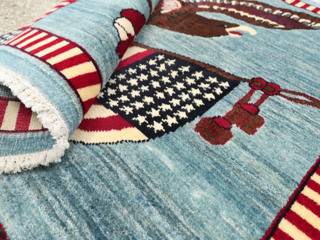 Modern Persian Mahal Pictorial Flag Rug (Pair: 2 of 2), No.29294 - Staging