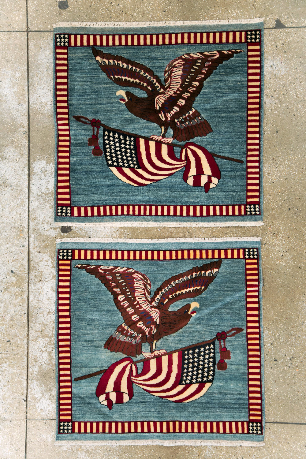 Modern Persian Mahal Pictorial Flag Rug (Pair: 2 of 2), No.29294 - Staging
