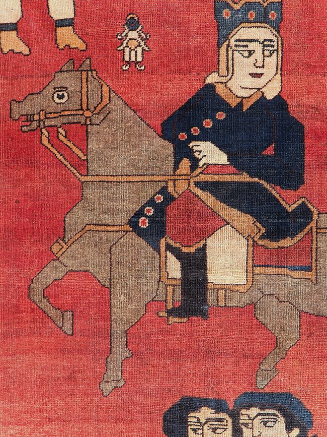 Vintage Persian Pictorial Bakhtiari Accent Rug, No.29295 - Staging