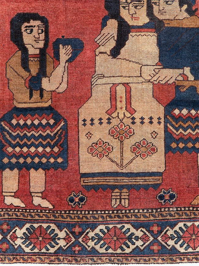 Vintage Persian Pictorial Bakhtiari Accent Rug, No.29295 - Staging