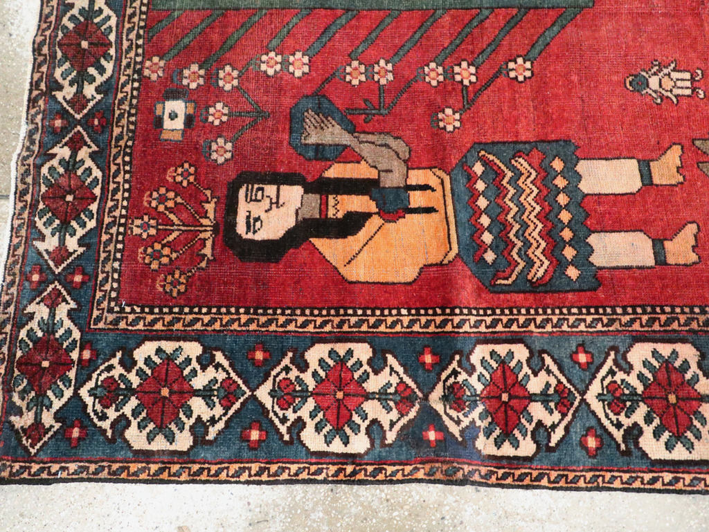 Vintage Persian Pictorial Bakhtiari Accent Rug, No.29295 - Staging