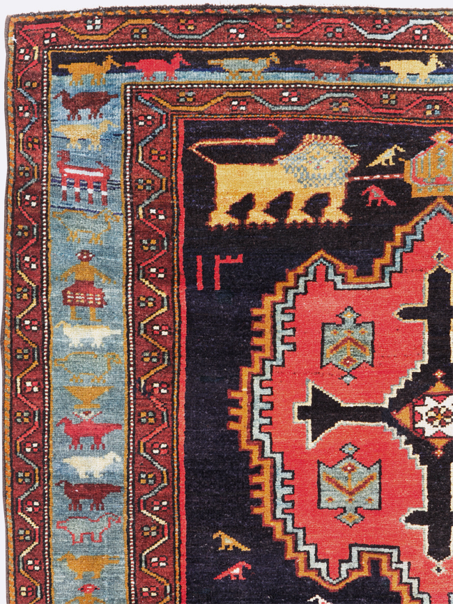 Vintage Persian Pictorial Malayer Accent Rug, No.29296 - Staging