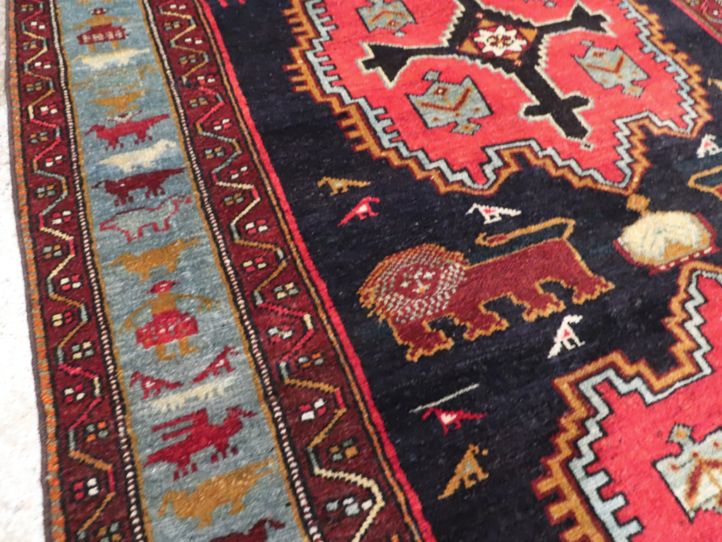 Vintage Persian Pictorial Malayer Accent Rug, No.29296 - Staging